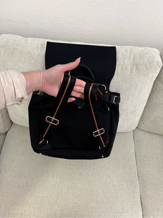 VERSATILE Storksak Black Diaper Bag Backpack Tote with Rose Gold Hardware